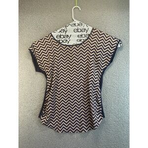 Espresso Women's Geometric Pattern Short Sleeve Blouse Size S Knit‎